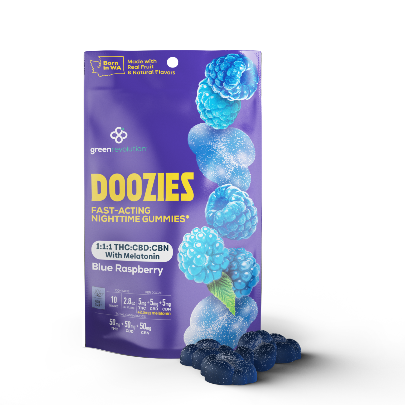 Doozies Blue Raspberry THC CBD CBN gummies with melatonin for sleep and relaxation Doozies Blue Raspberry THC CBD CBN gummies with melatonin for sleep and relaxation
