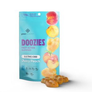 Doozies Juicy Peach THC CBD gummies for relaxation – fast-acting vegan edibles shipped nationwide