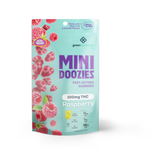 Mini Doozies Raspberry 100mg THC Gummies – vegan edibles shipped USA & worldwide