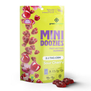 Mini Doozies Sour Cherry 2:1 THC CBN Gummies – vegan edibles shipped USA & worldwide