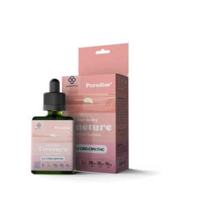 Bottle of Water-Soluble Tincture Paradise 2:1:1 CBD:CBN:THC