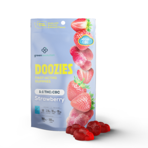 Doozies Strawberry THC CBC gummies for mood support – fast-acting vegan edibles shipped worldwide
